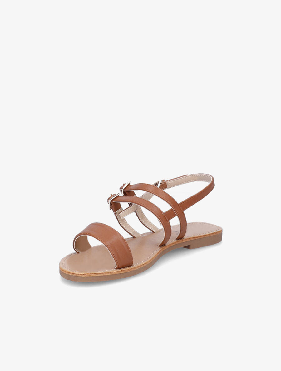 Nu-pieds en simili à triple brides - Camel - 4
