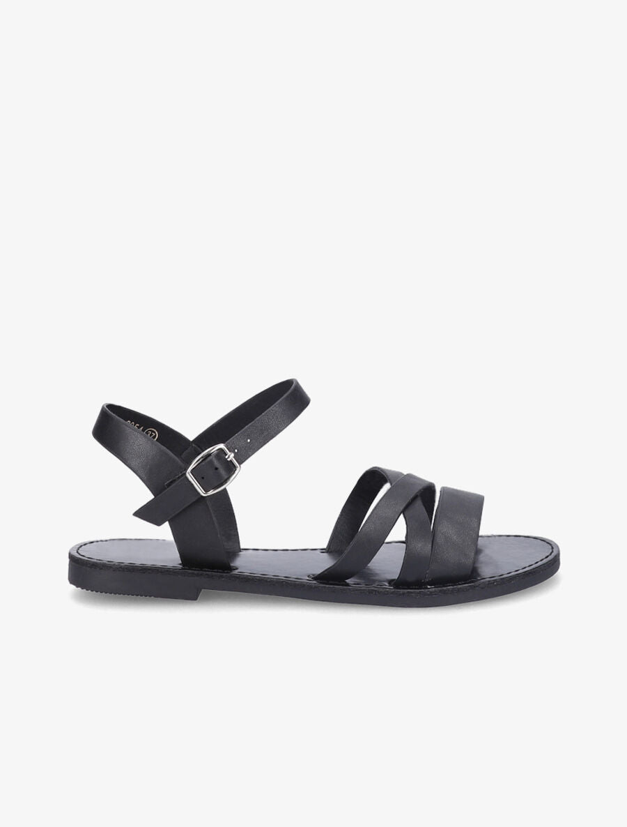 Nu-pieds entrelacés en simili - Noir - 2