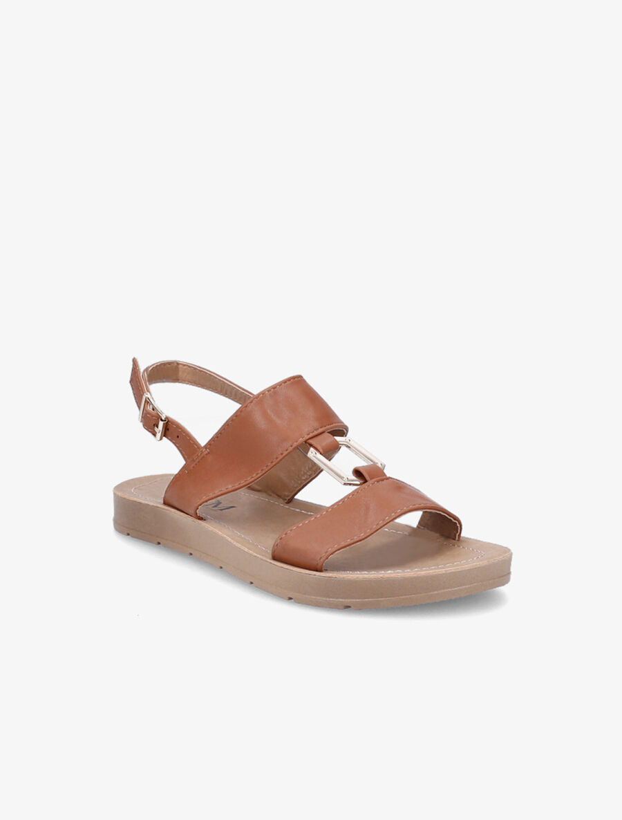 Nu-pieds à boucle métallique - Camel - 3