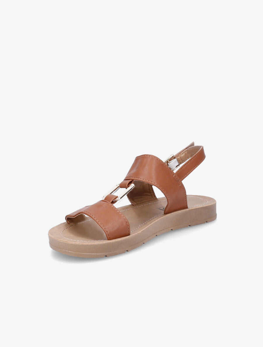 Nu-pieds à boucle métallique - Camel - 4