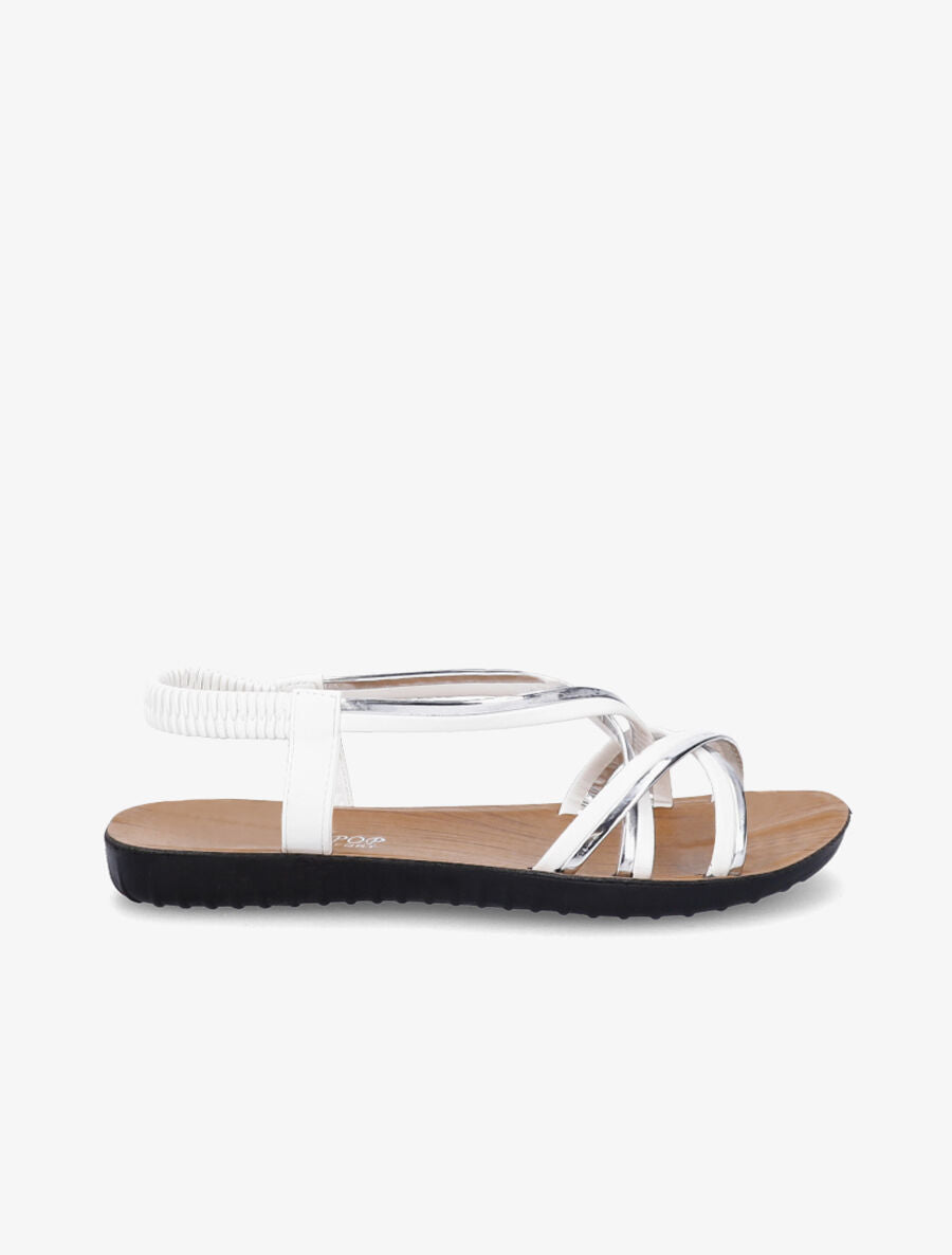 Nu-pieds à brides métalisées - Blanc - 2
