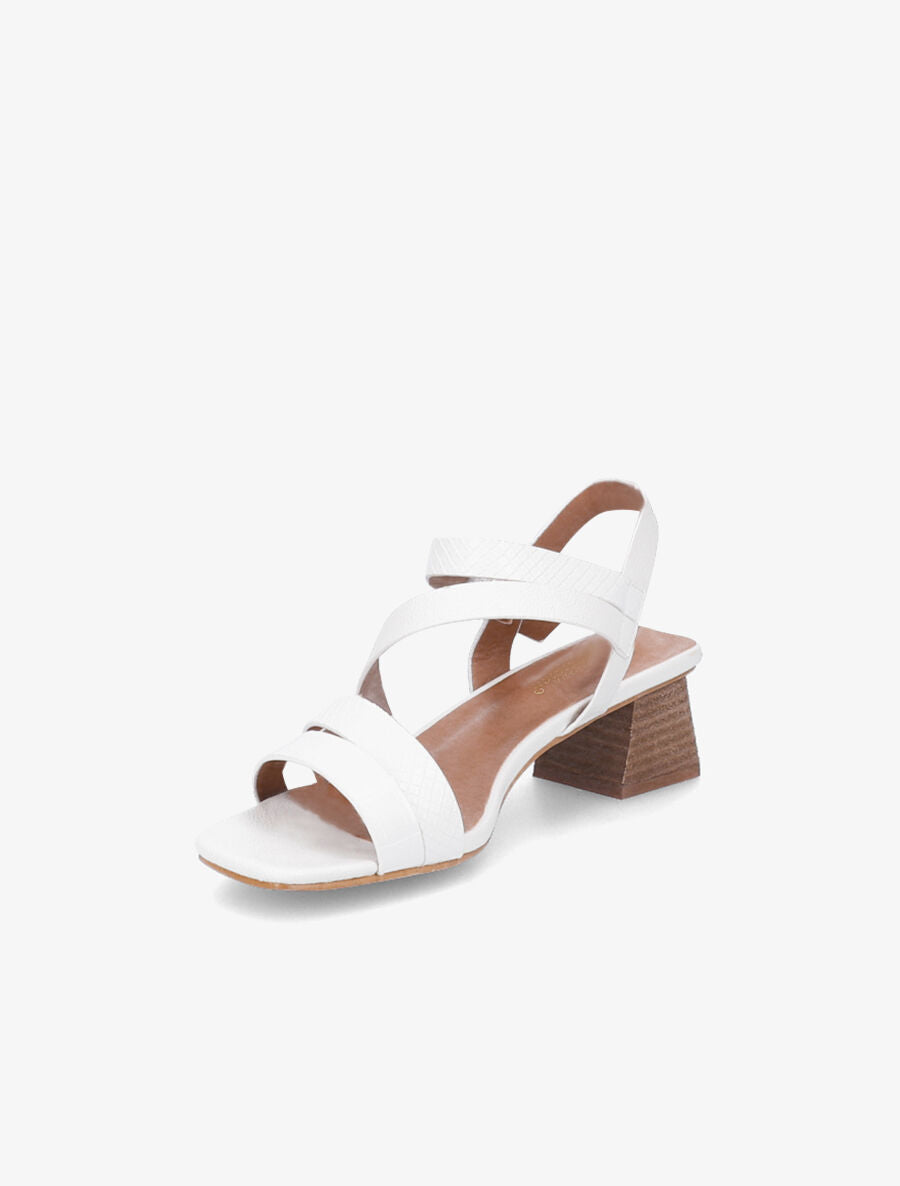 Sandales à bride effet croco et python - Blanc - 3