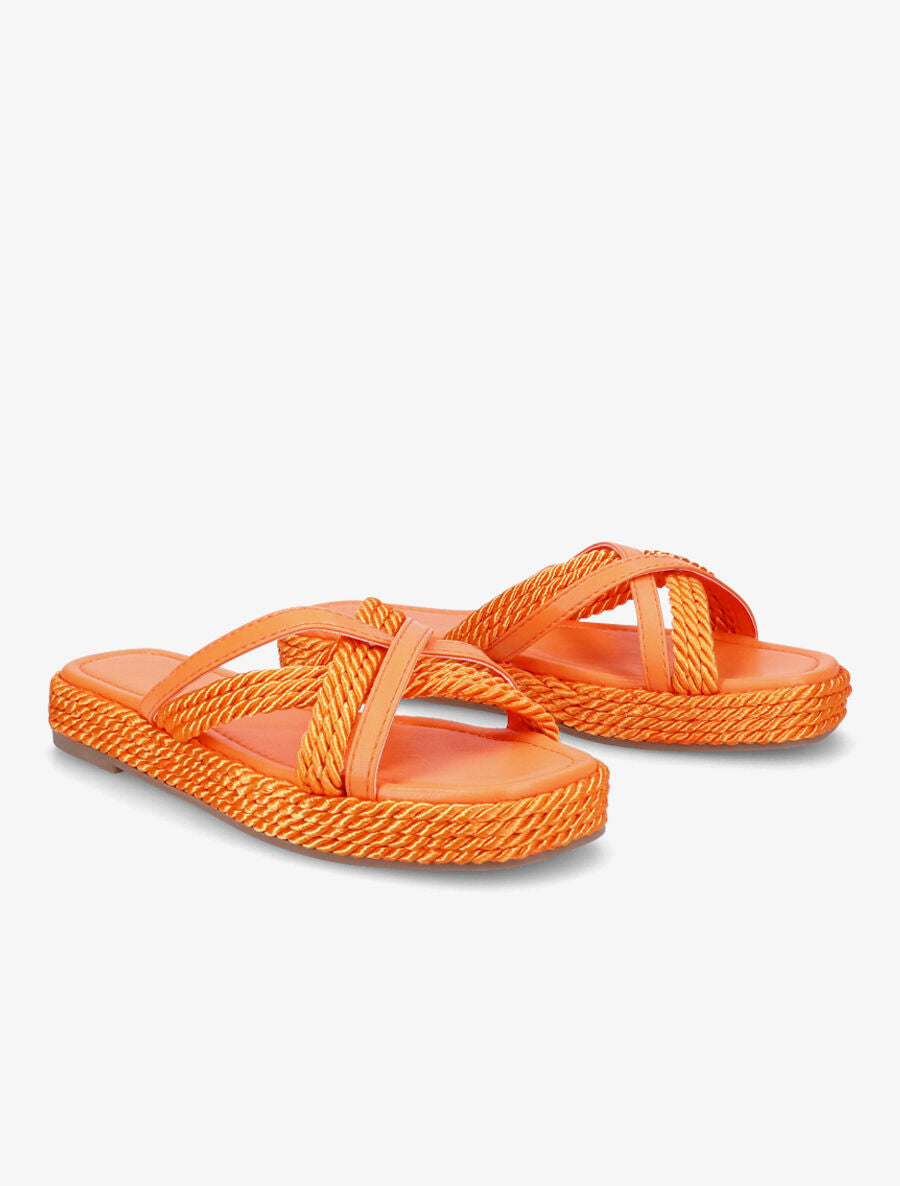 Claquettes à ganses croisées - Orange - 4