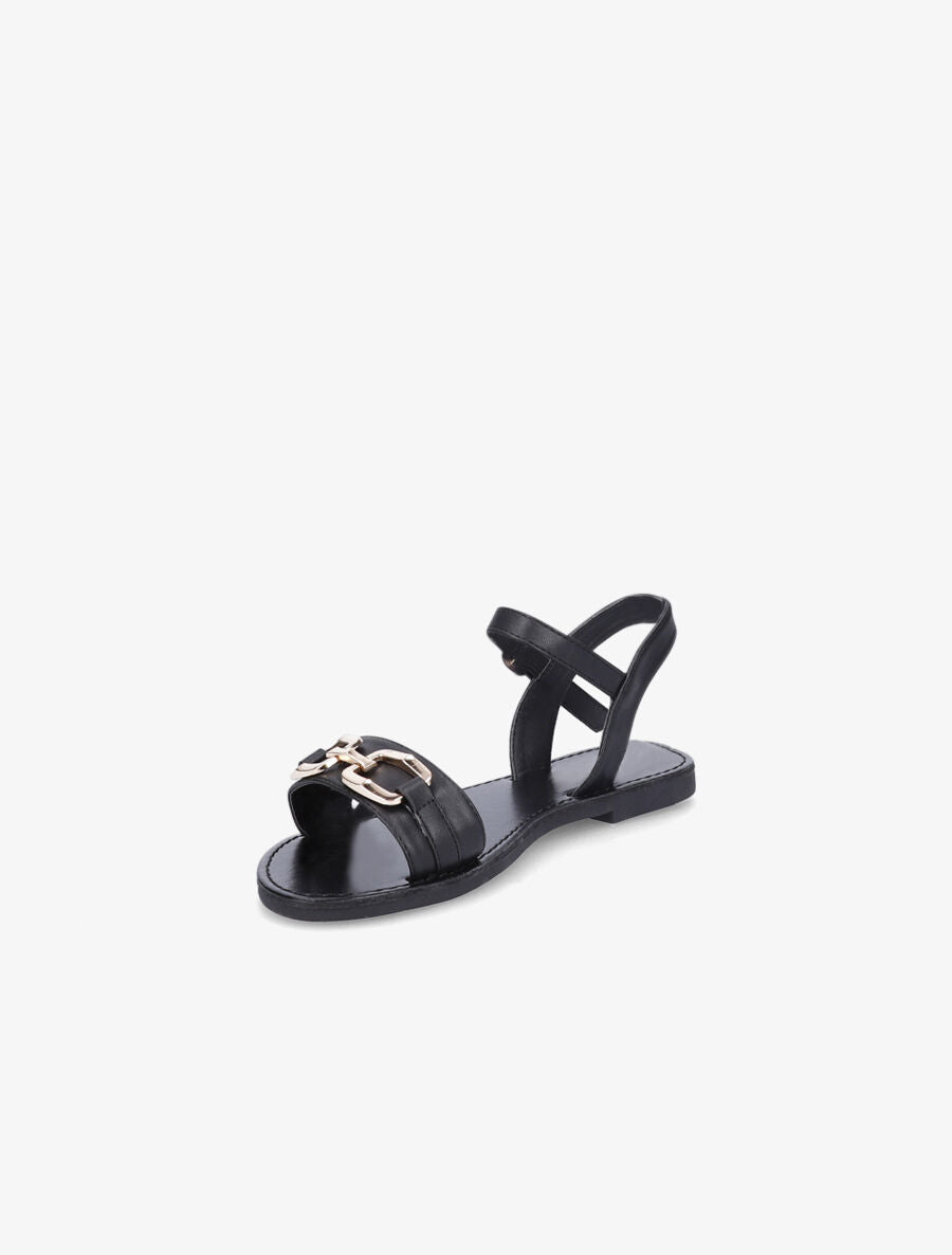 Nu-pieds à boucle métallique doré - Noir - 4