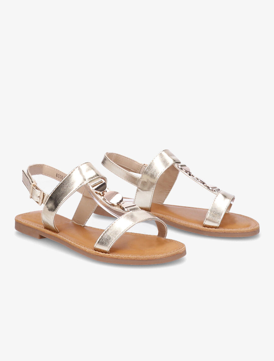 Nu-pieds bride à empiècement métallique - Or - 4