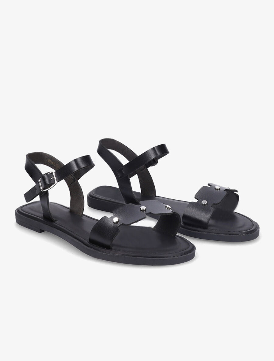 Nu-pieds dentelés à clous - Noir - 4