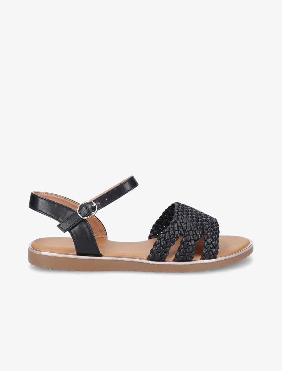Nu-pieds en simili tressé - Noir - 5