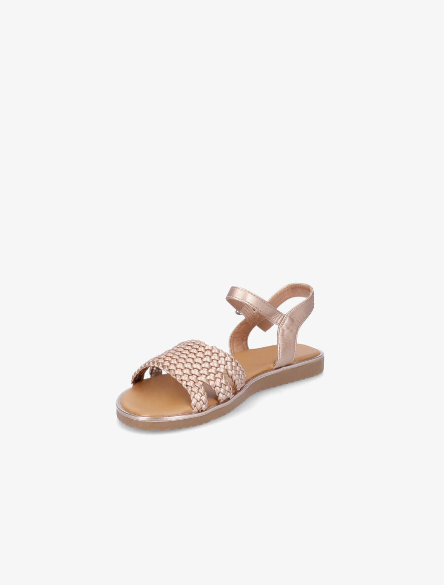 Nu-pieds en simili tressé - Rose gold - 3