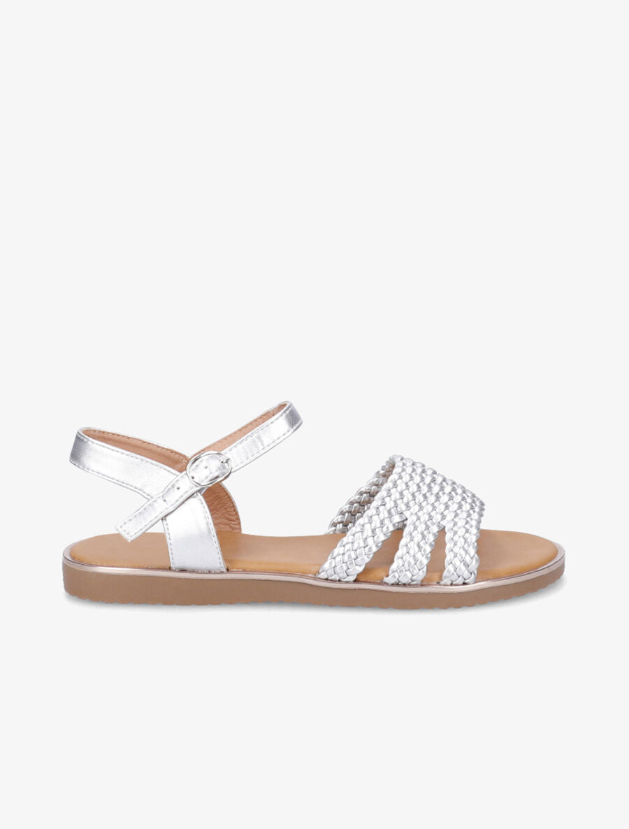 Nu-pieds en simili tressé - Argent - 1