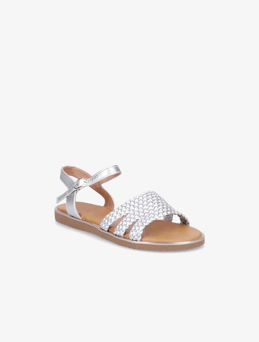 Nu-pieds en simili tressé - Argent - 2