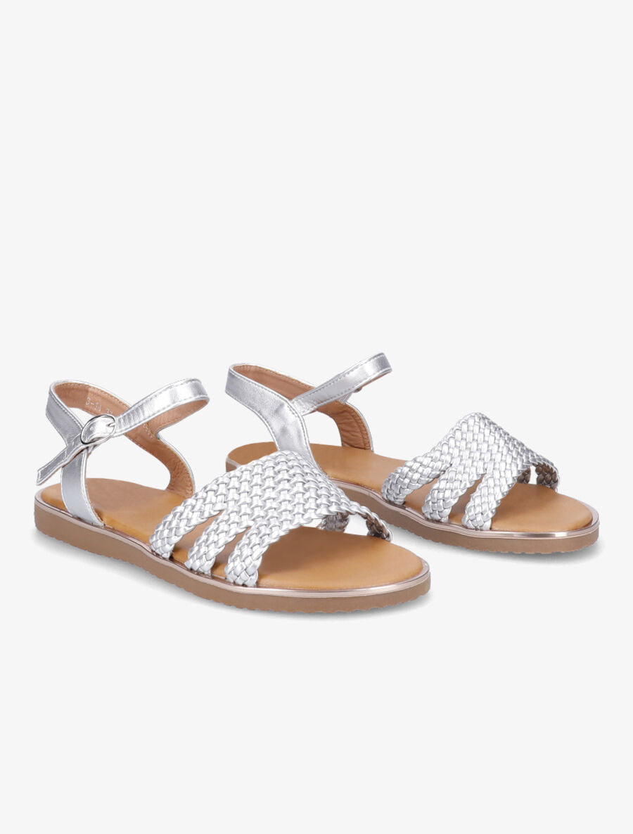 Nu-pieds en simili tressé - Argent - 4