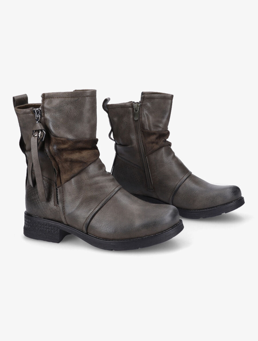 Boots montantes à contrefort python - Kaki - 4