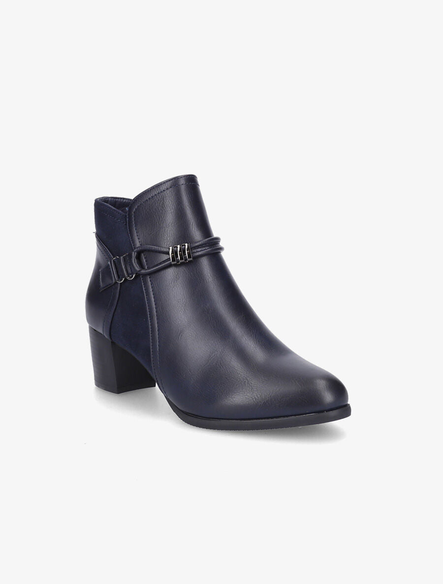 Bottines en simili et suédine à contrefort stylisé - Bleu - 2