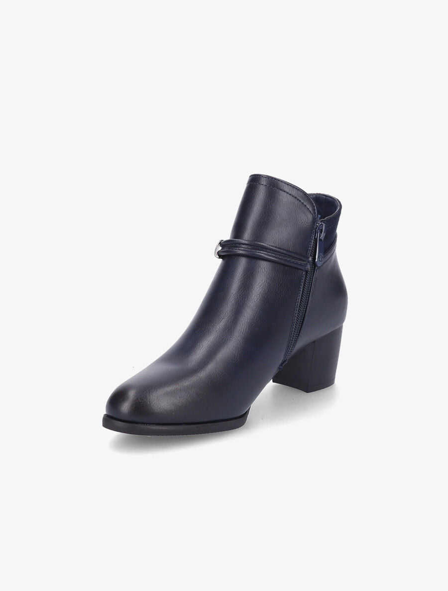 Bottines en simili et suédine à contrefort stylisé - Bleu - 3