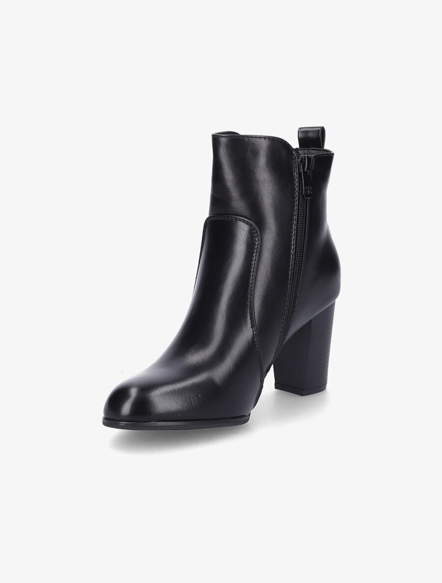 Bottines en simili à zip décoratif - Noir - 3