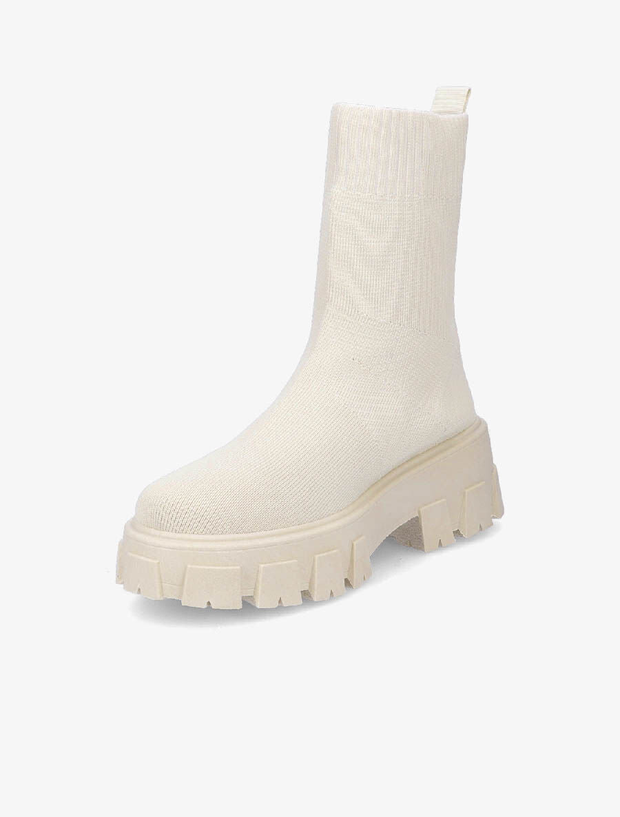 Boots montantes en tissu - Écru - 3