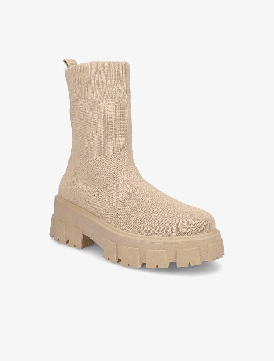 Boots montantes en tissu - Beige - 2