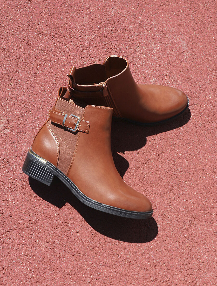 Bottines à boucle - Camel - 5