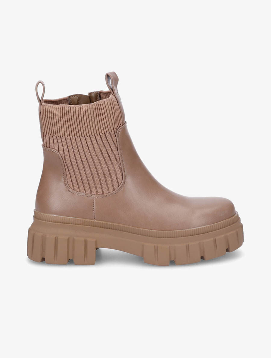 Boots côtelées style motard - Taupe - 1