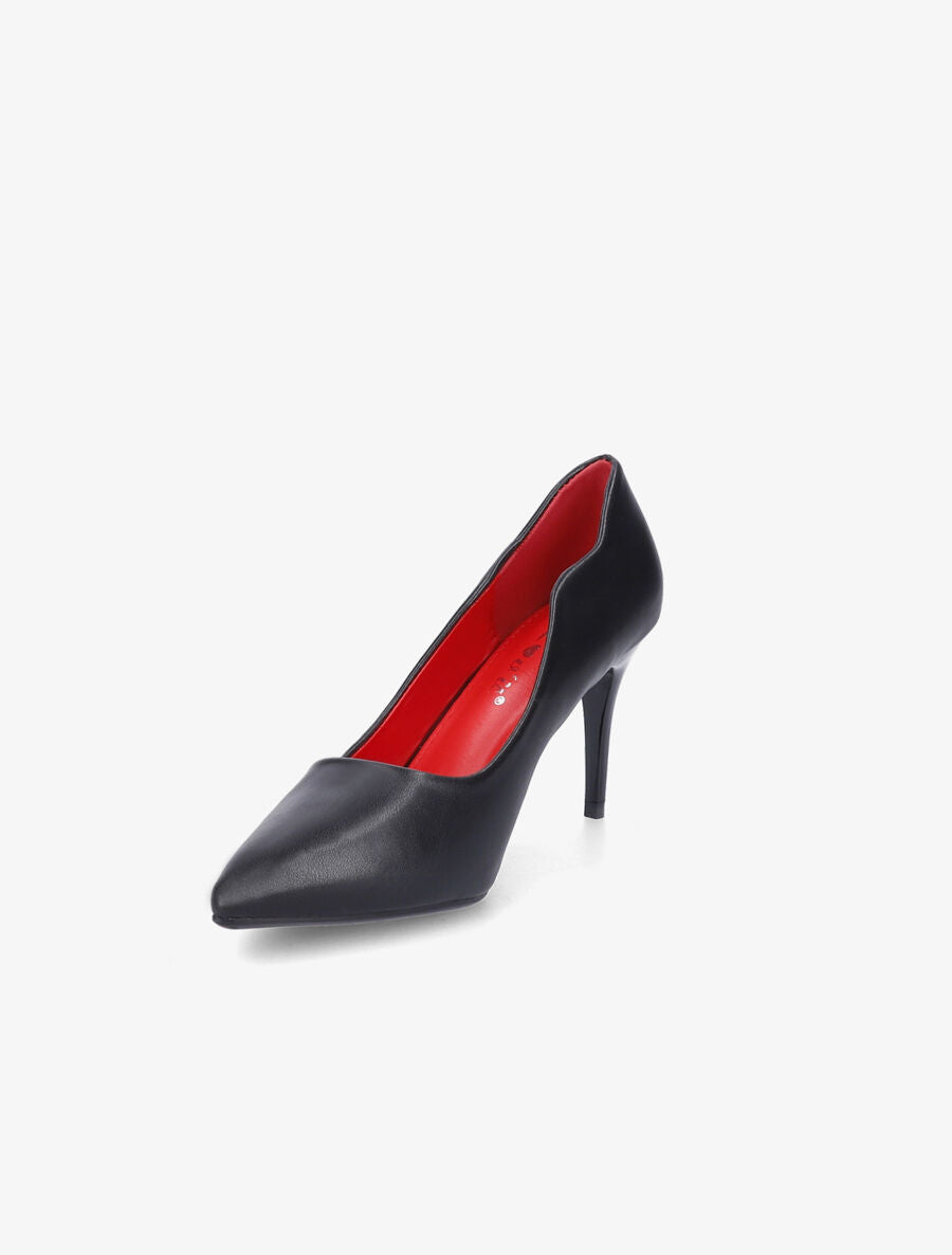 Escarpins en simili à bords ondulés - Noir - 3