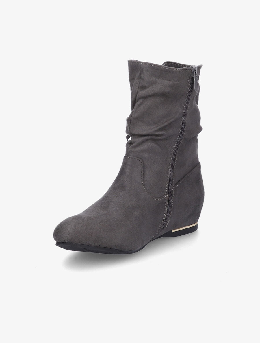 Bottines compensées en suédine - Anthracite - 3