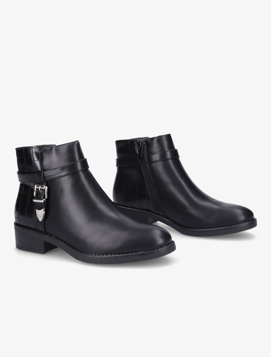 Bottines bi-matière à boucle métallique - Noir - 4