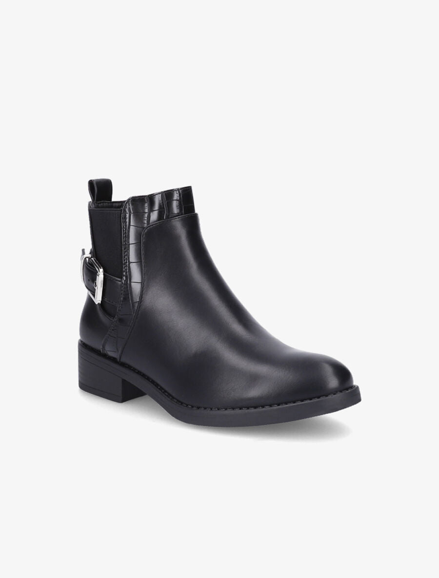 Bottines à cheville élastiquée et boucle - Noir - 2