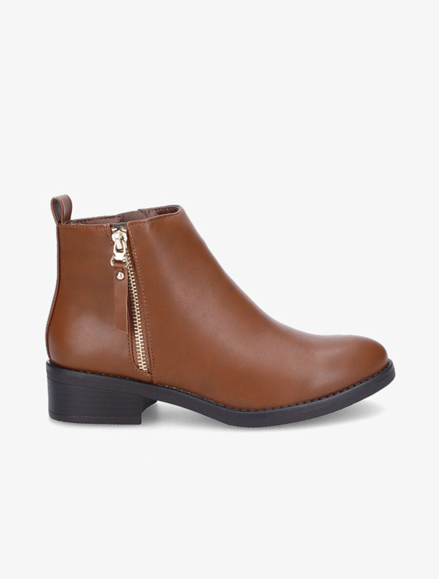 Bottines à zip - Camel - 1
