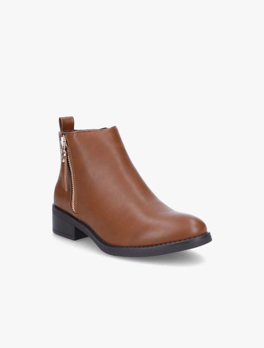 Bottines à zip - Camel - 2