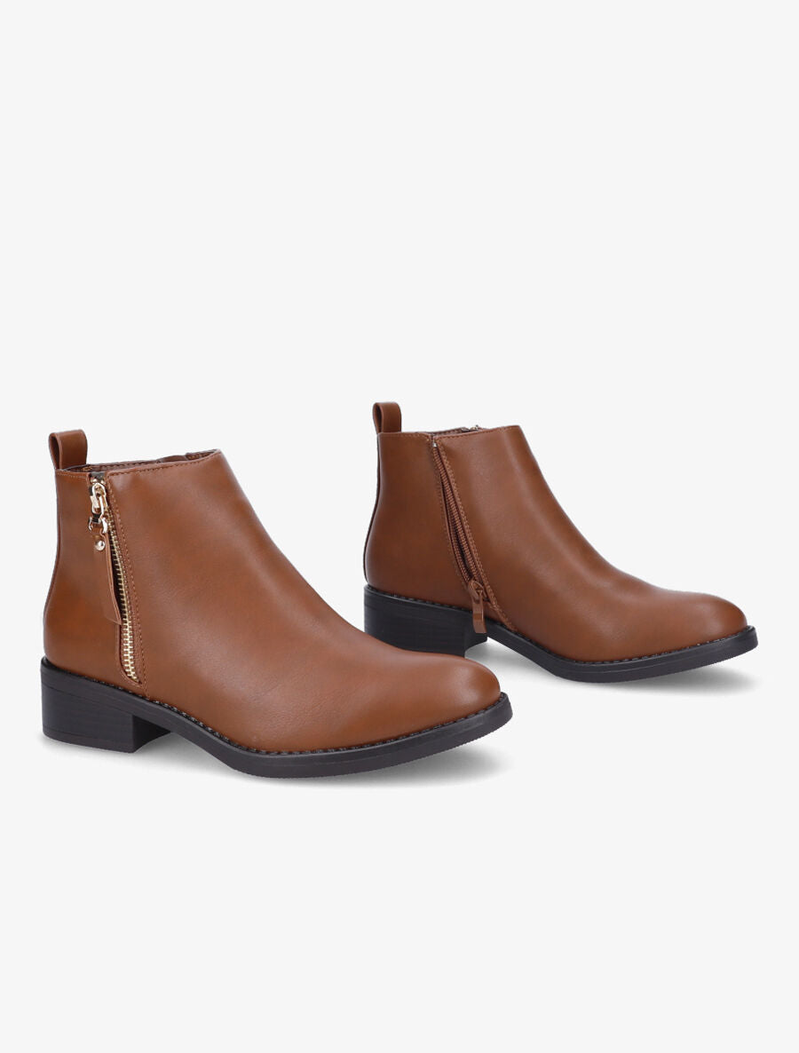 Bottines à zip - Camel - 4