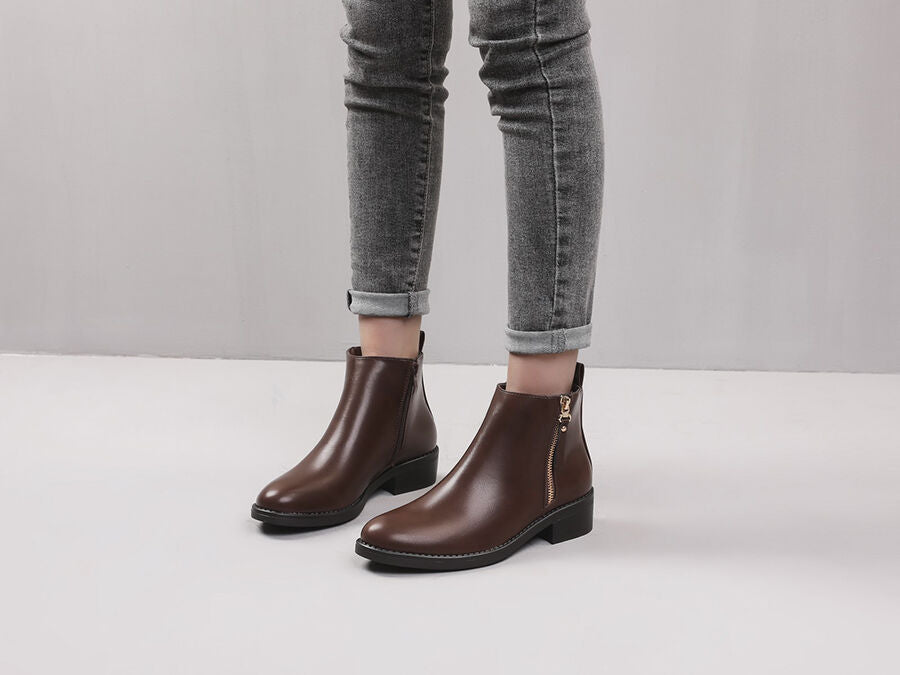 Bottines à zip - Marron - 5