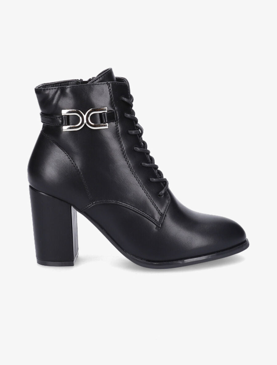 Bottines lacées à talon - Noir - 1