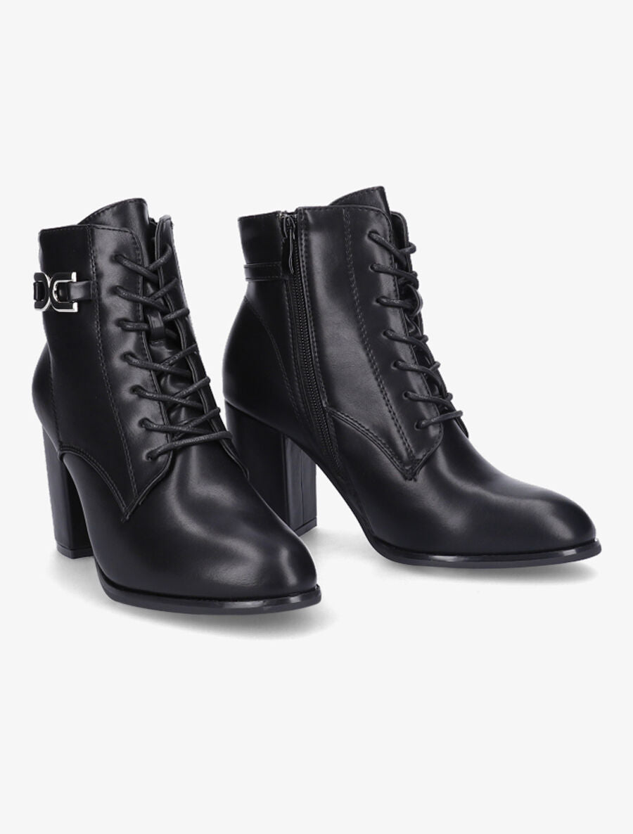 Bottines lacées à talon - Noir - 4