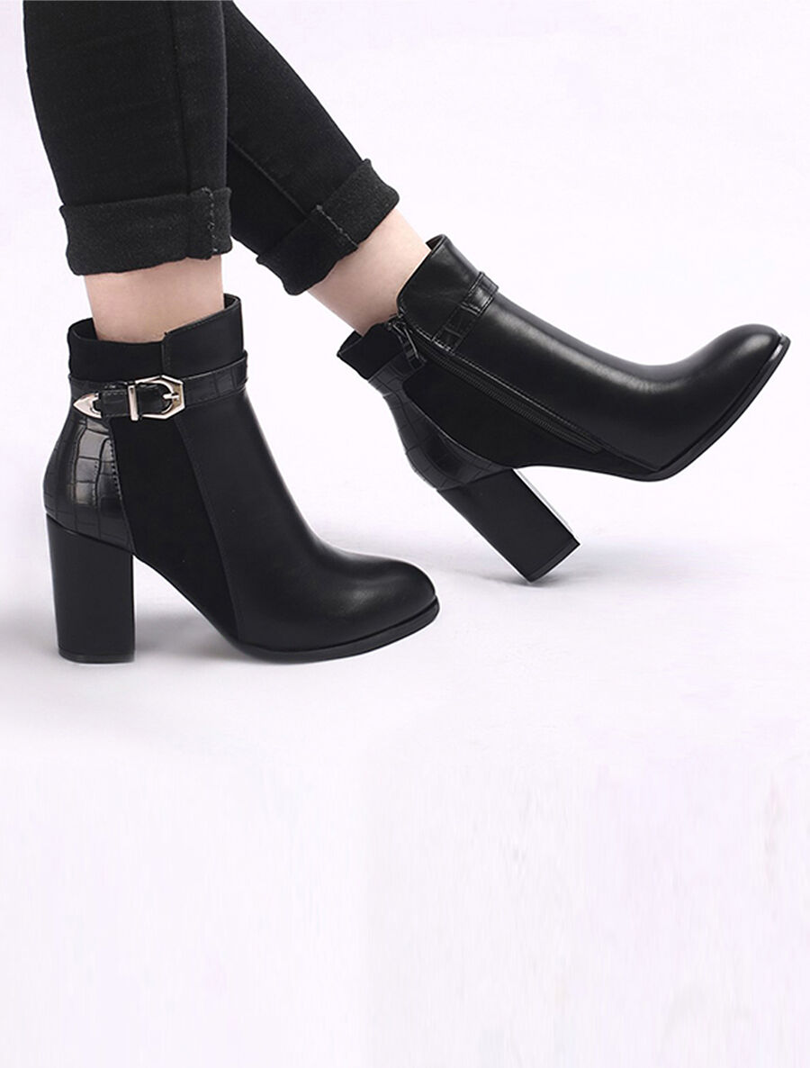 Bottines à talon à boucle - Noir - 5