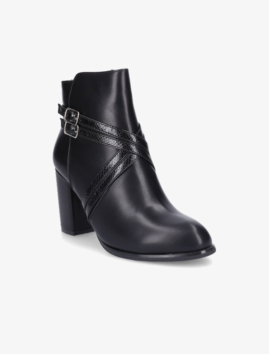 Bottines à talon et sangles croisées - Noir - 2