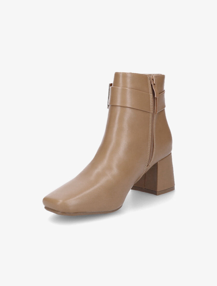 Bottines à boucle et bout carré - Beige - 3