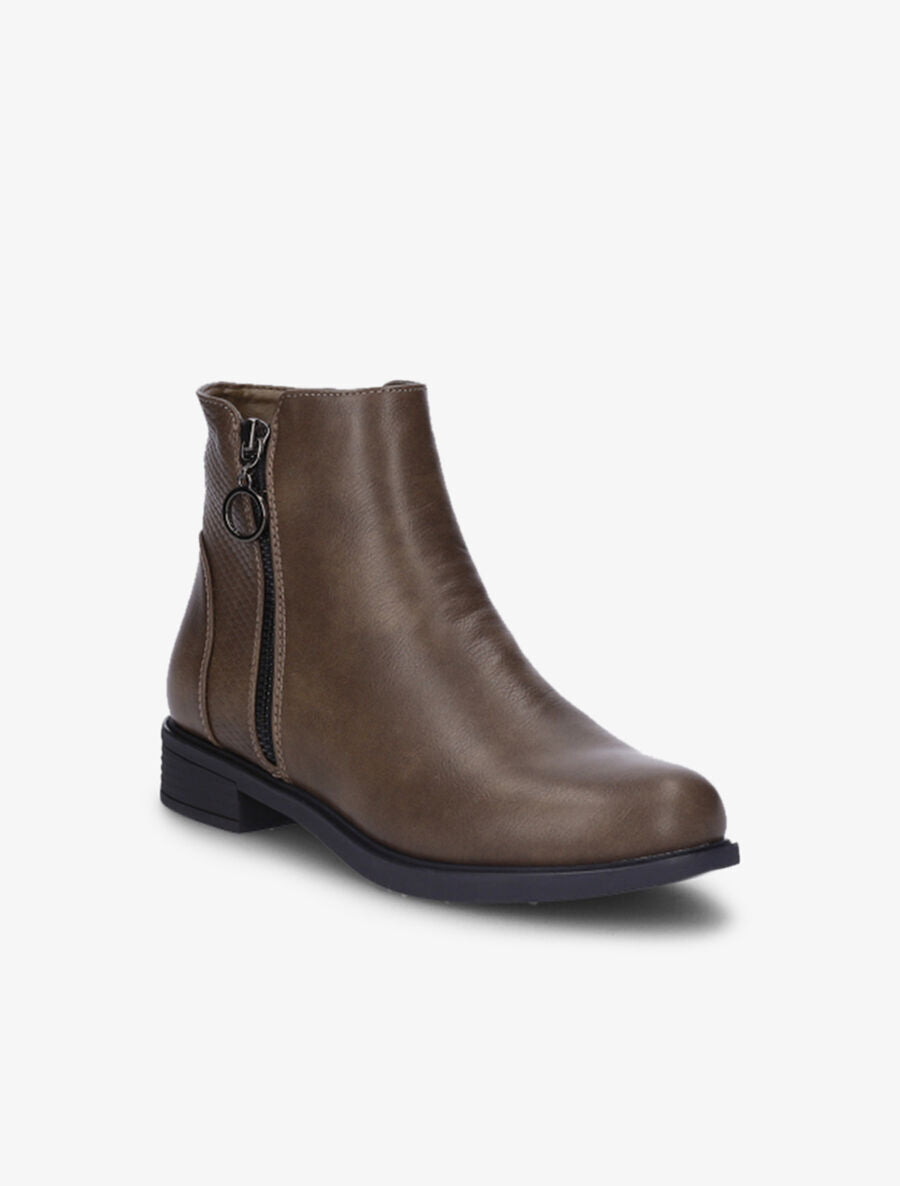 Bottines à contrefort effet python - Taupe - 2