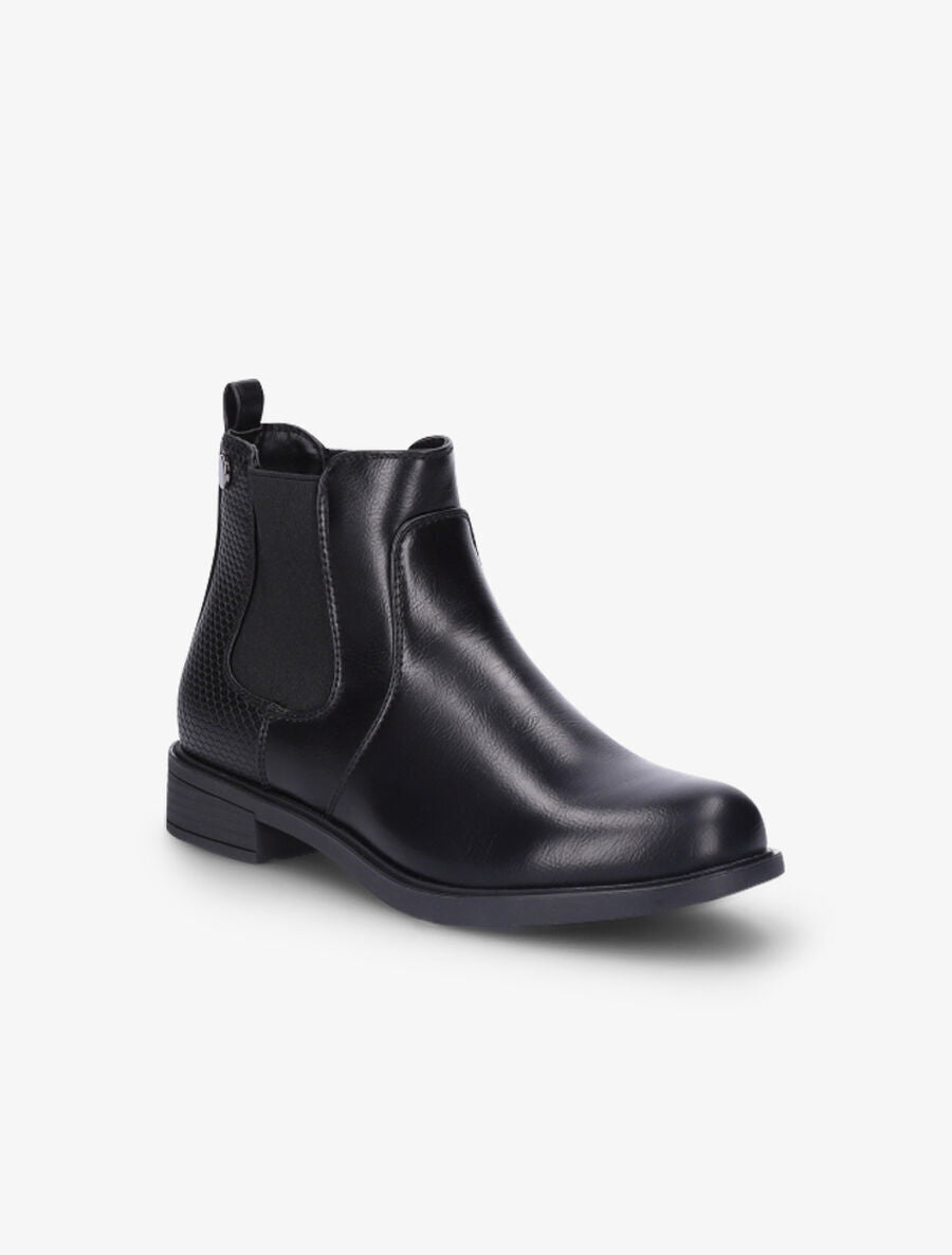 Bottines élastiquées et contrefort effet python - Noir - 3