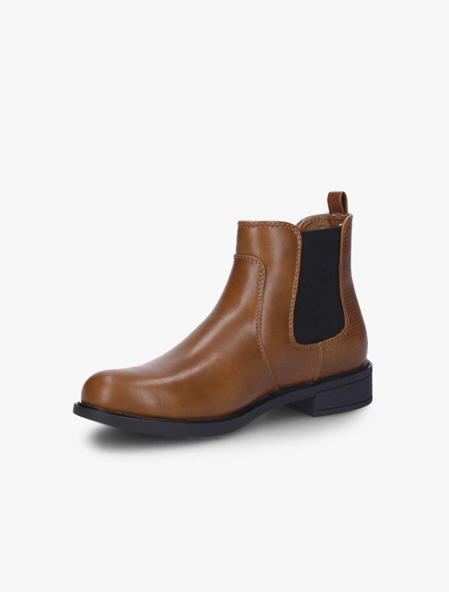 Bottines élastiquées et contrefort effet python - Camel - 3