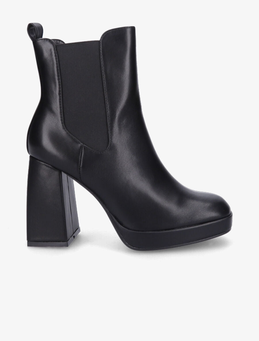 Bottines à talon et bout carré - Noir - 5