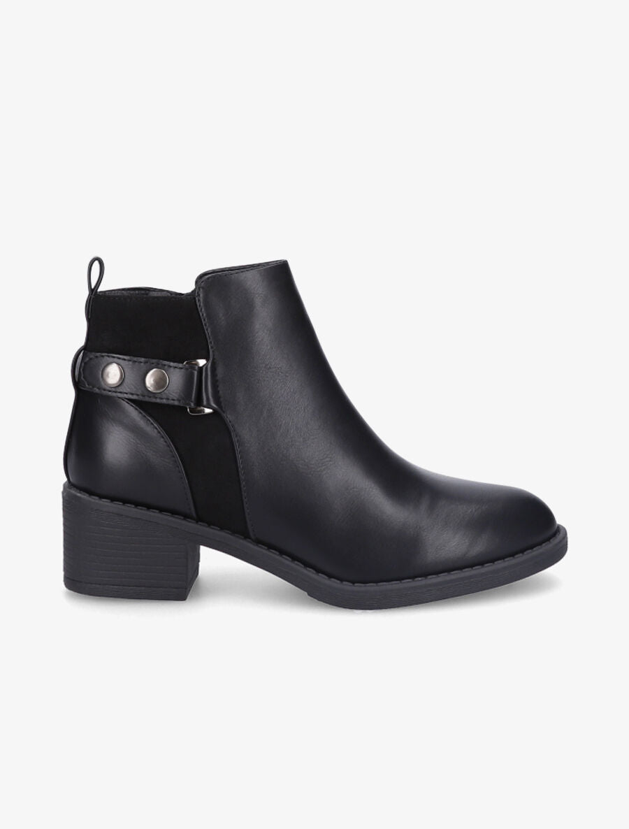 Bottines bimatière à boucle - Noir - 1