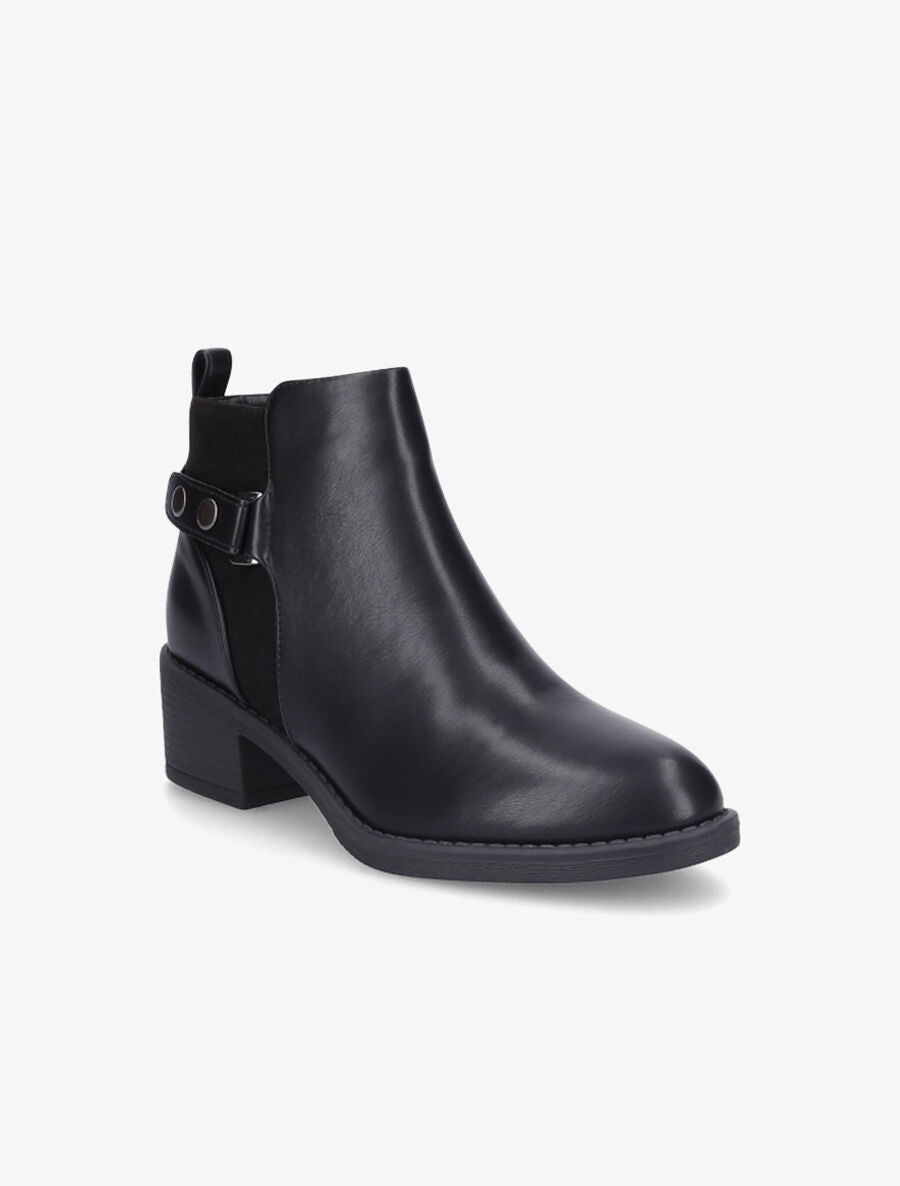 Bottines bimatière à boucle - Noir - 2