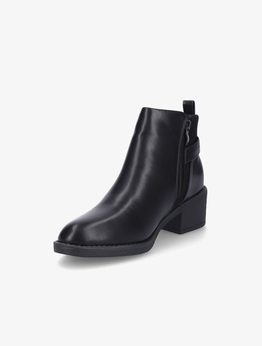 Bottines bimatière à boucle - Noir - 3