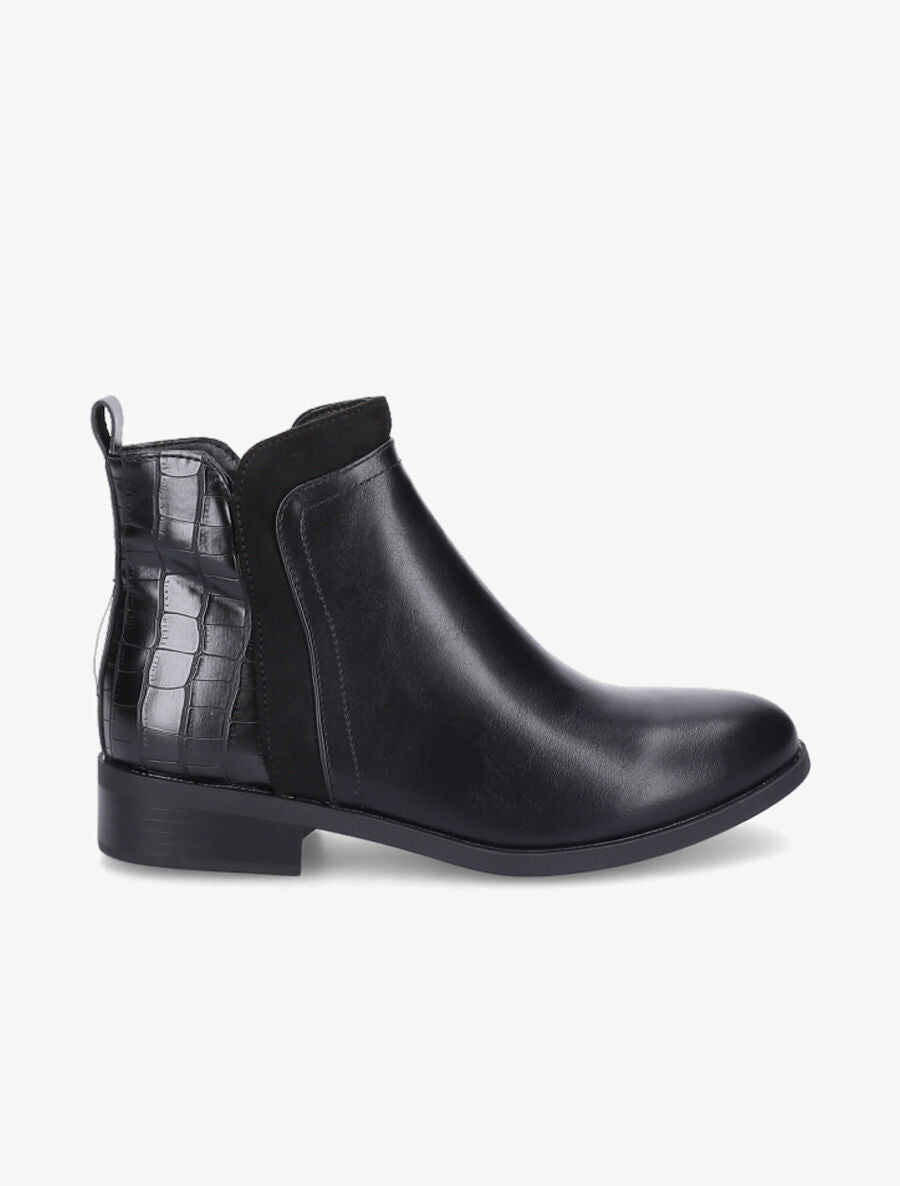 Bottines à empiècements en suédine - Noir - 5