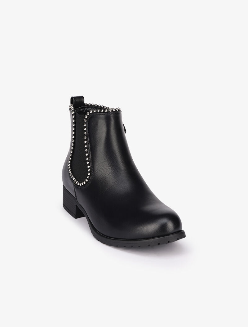 Bottines plates à détails cloutés - Noir - 3