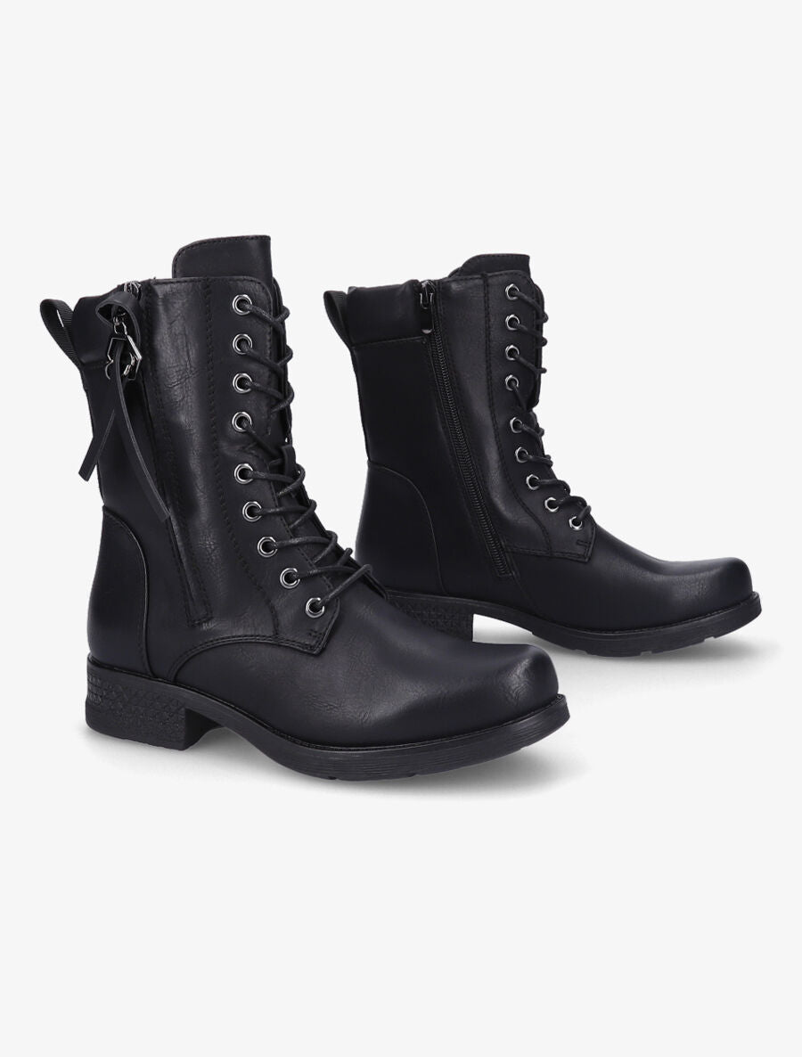 Boots montantes à lacets et zips - Noir - 4