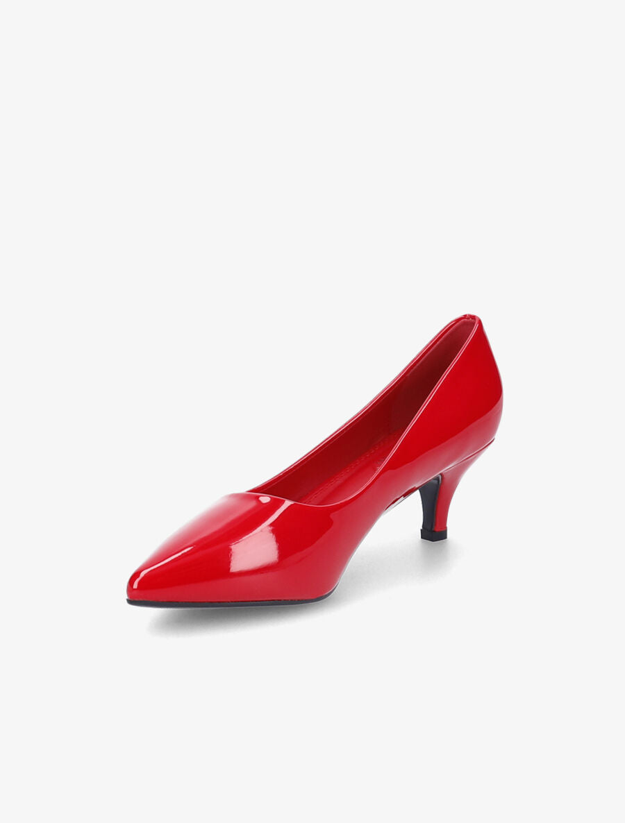 Escarpins vernis à petit talon - Rouge - 3