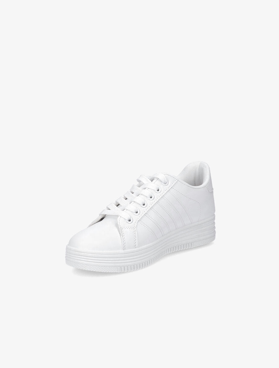 Tennis unis en simili - Blanc - 3