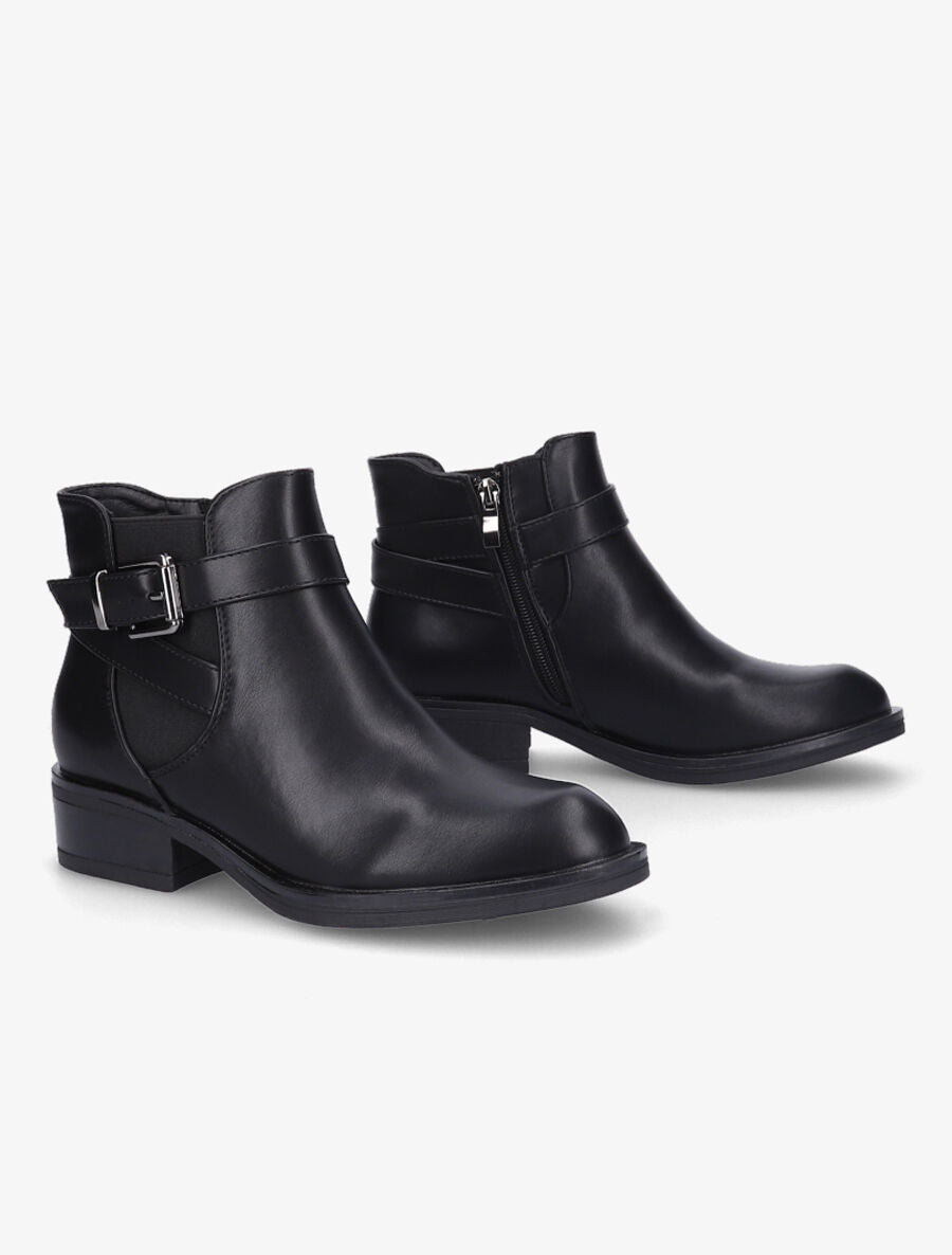 Bottines plates en simili - Noir - 4
