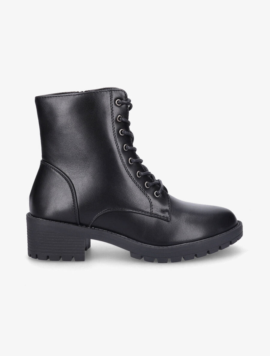 Bottines à lacets et zip - Noir - 1